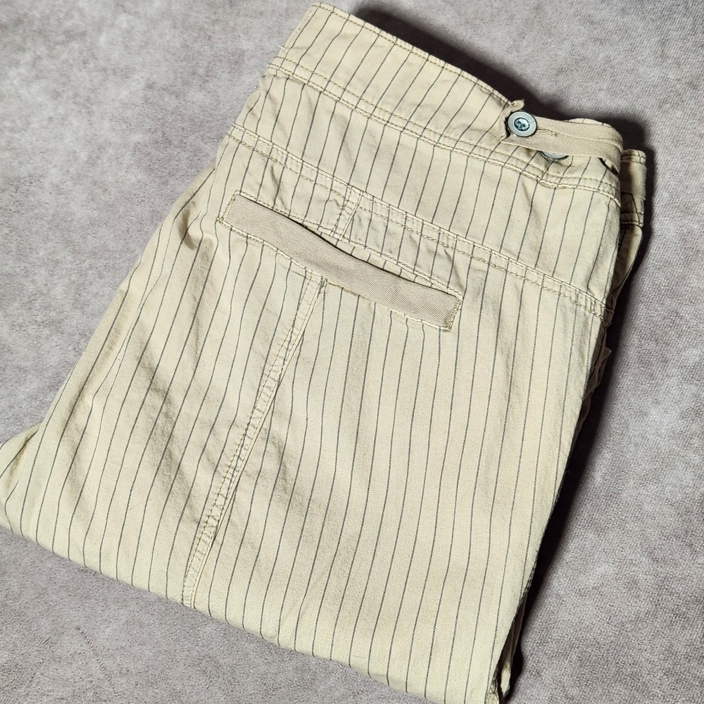 Hei Hei Anthropologie Tan/Beige Pinstripe Utility Cargo Pants‎ Slim Leg Size 28